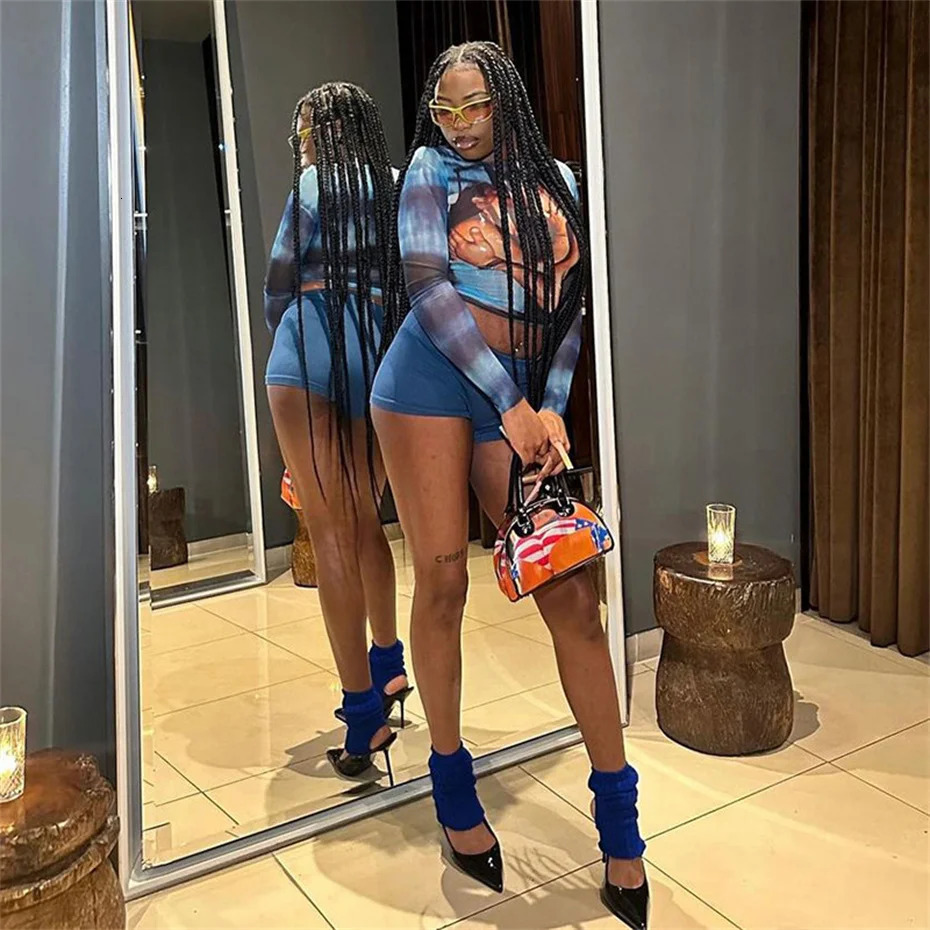 10pcs Bulk Items Wholesale Printed Sexy Mesh See Through Crop Top Women Clothing Fall Long Sleeve T Shirt Tops Y2k B12837 250206