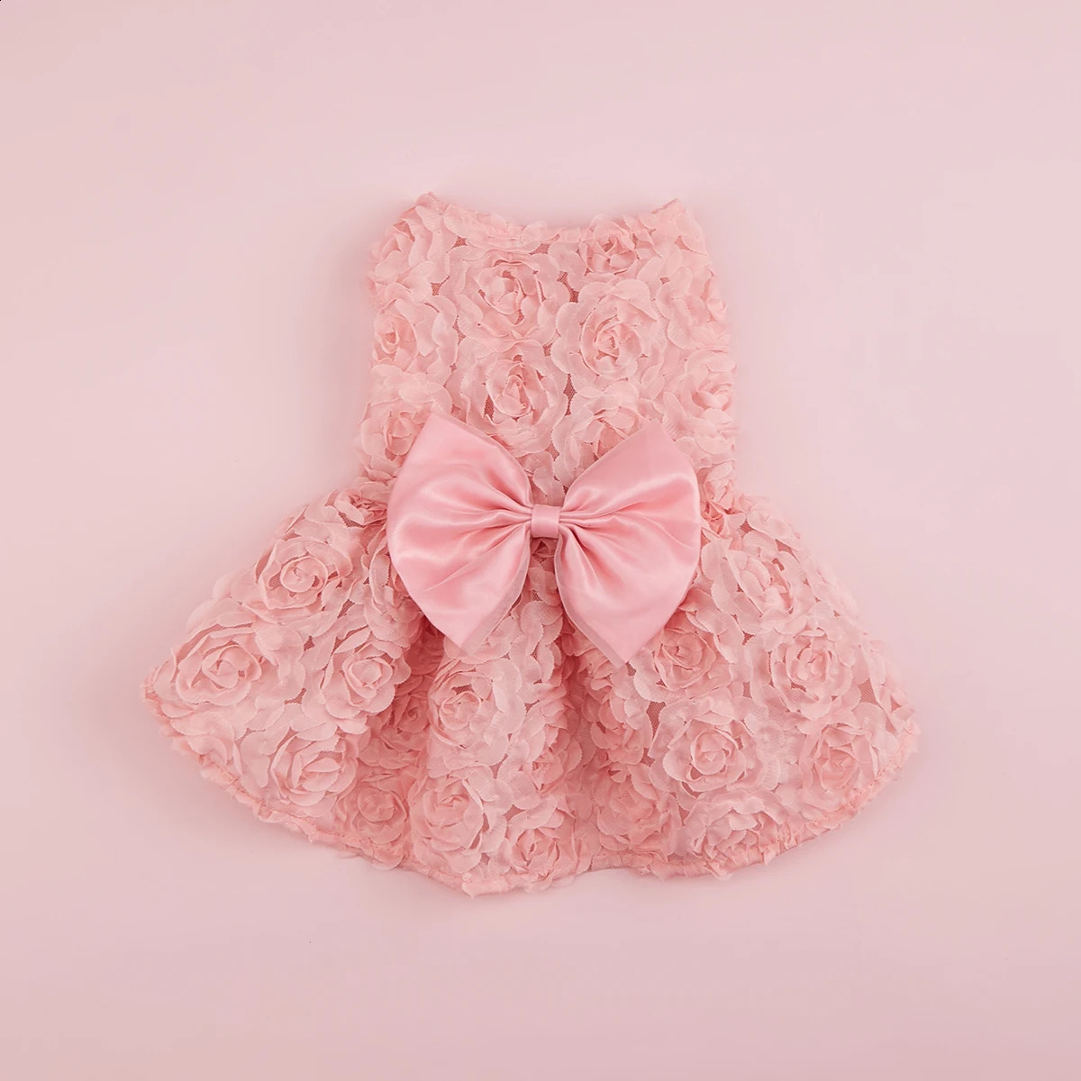 Dog Princess Dress Embroidered Flower Pet Pink Bowknot Princess Clothes Puppy Pet Spring Summer Dresses 250206