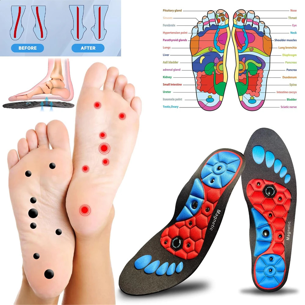 1 Pair Acupressures Insoles For Shoes Men Magnetic Therapy Massage Acupoints Orthopedic Foot Pads Sport Insoles Women Slimming 250120