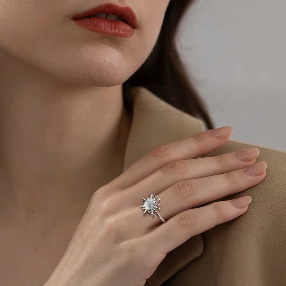 Rotating Ring Engraved Adjustable Anxiety Relief Opening Ring Decompression Zirconia In Women 2024 New Trending W250207