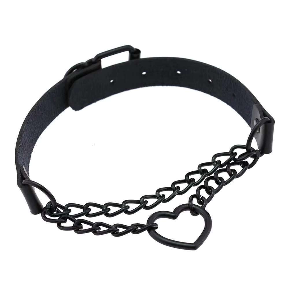 Vintage Heart Necklace Choker With Chain Goth Collar For Girls Grunge Punk Cute Kawaii Egirl Chocker Haruku Accessories