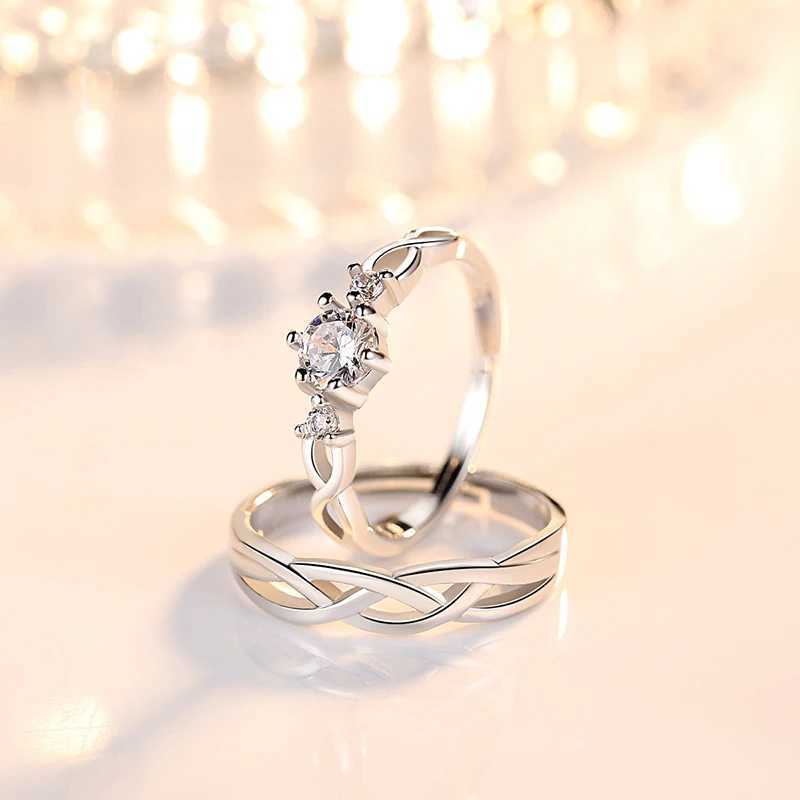 Ladys 925 Sterling Silver Fashion Jewelry New Crystal Zircon Couple Rings For Men XY0348 W250207