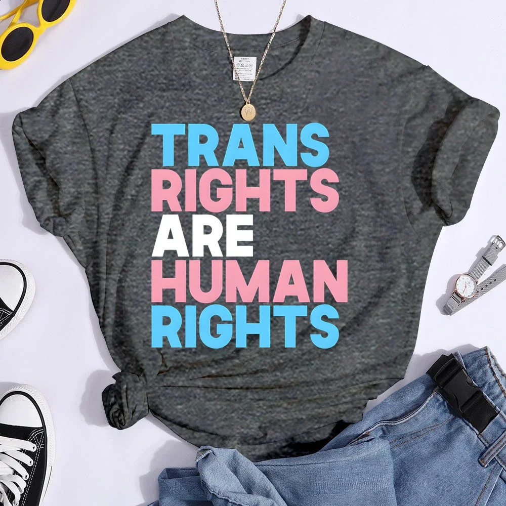 Trans Rights Are Human T Shirt LGBT Pride Personality Tops Tee Gay Transgender Shirts Month Gift Streetwear 250120