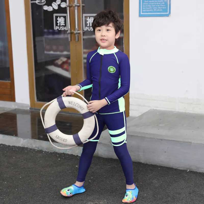 Family Matching Swimwear Couple Long-Sleeved Bathing Suit Family Seaside Sun Protection Set Men Women Boy Girl Diving Clothes W250207
