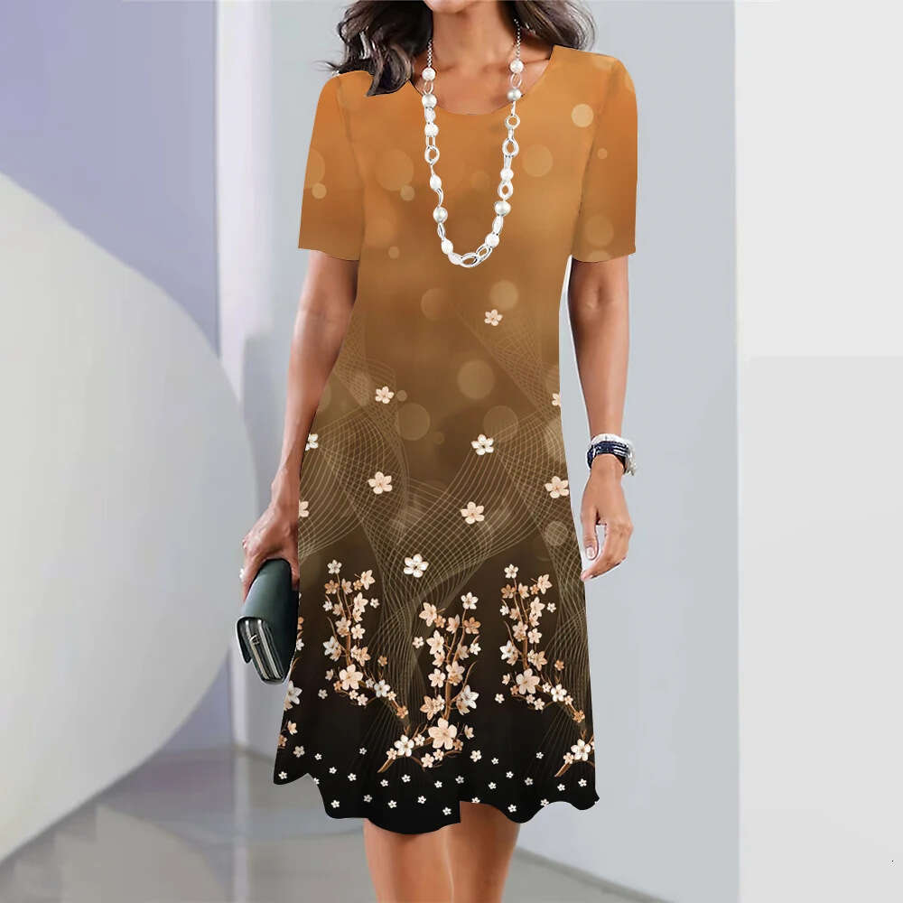 Hot selg wer 3D digital printing fashionable loose women's plus size round neck dress 2024 new casual fashion trend clothing