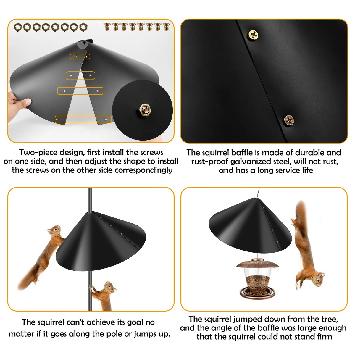19 Inch Squirrel Baffle for Bird Feeder Pole Outside Pole Mount Stopper Bird House Guard for Outdoor Shepherd's Hook 250121
