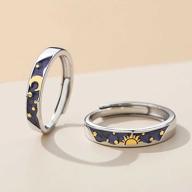 Creative Couple Rings Sun Moon Open Adjustable Light Luxury Finger Ring For Women Jewelry Accessories Birthday Gift W250207