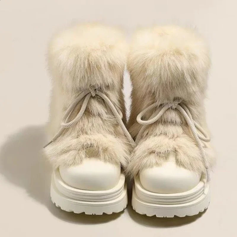 Winter Warm Platform Boots High Quality Women Slip-on Round Toe Snow Boots Casual Mid-Calf Boots Comfortable shoes for women 250122