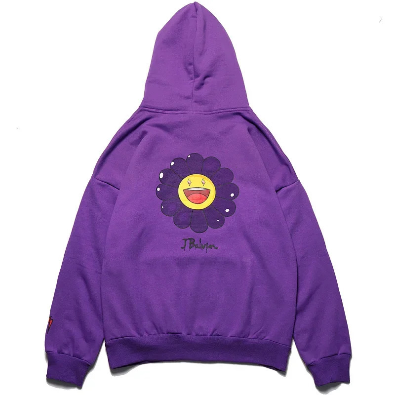 Mens fashion Europe and the United States ins casual Murakami Long sunflower hooded high quality hoodie 250207