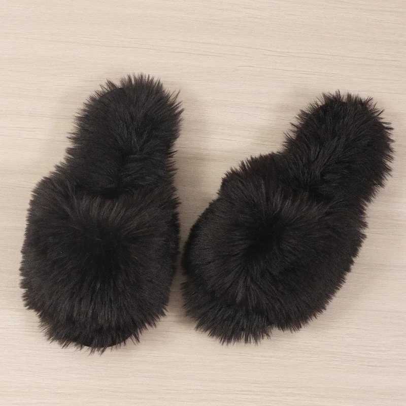 Womens Indoor Slippers 2024 Autumn and Winter New Faux Fur Home Lazy Shoes Soft Sole Girls Fi Warm Fluffy SlidesXJ250207