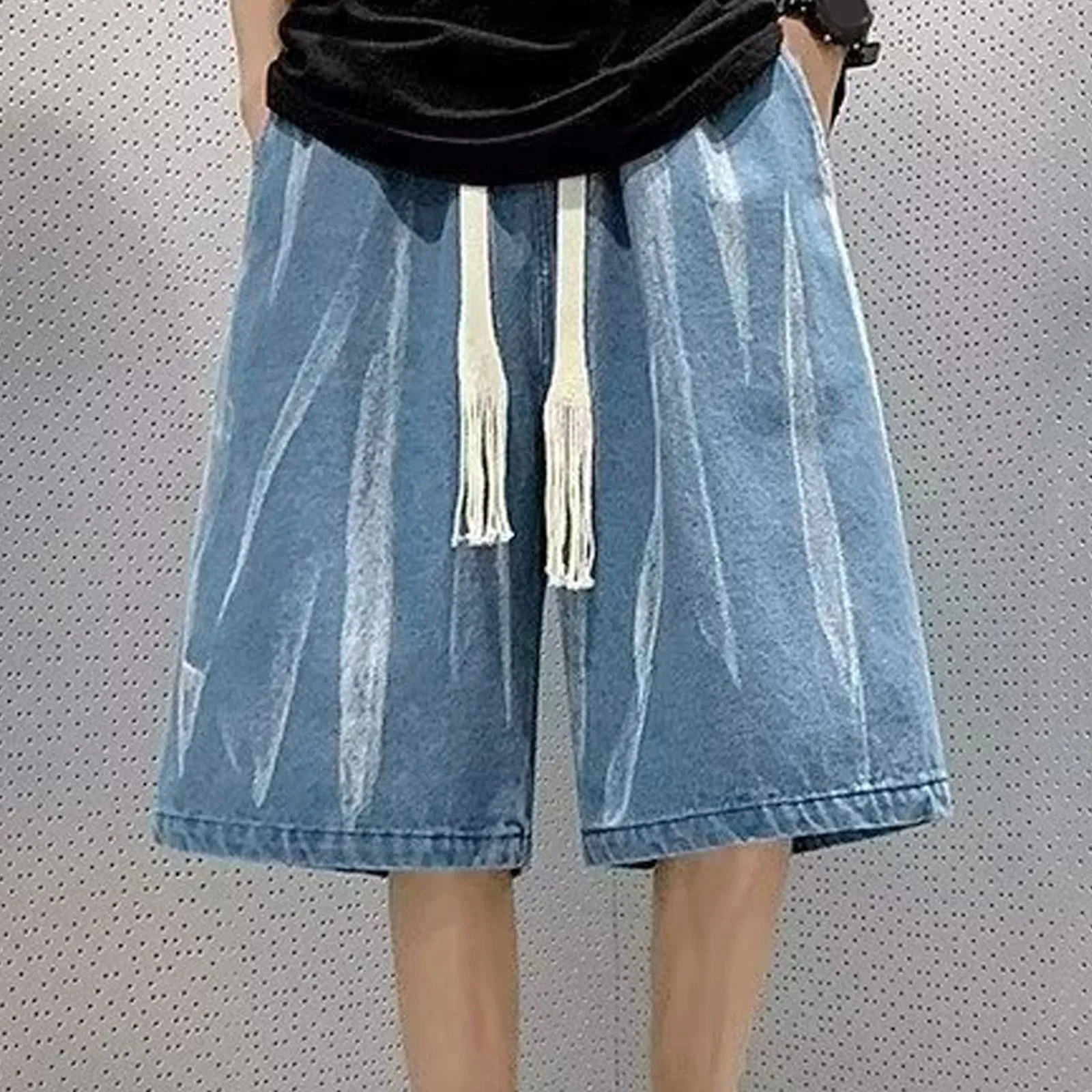MenS Casual Shorts Summer Loose Hip Hop Cropped Jeans Work Holiday Denim Vintage With Cargo Pockets Fashion Slacks 250120