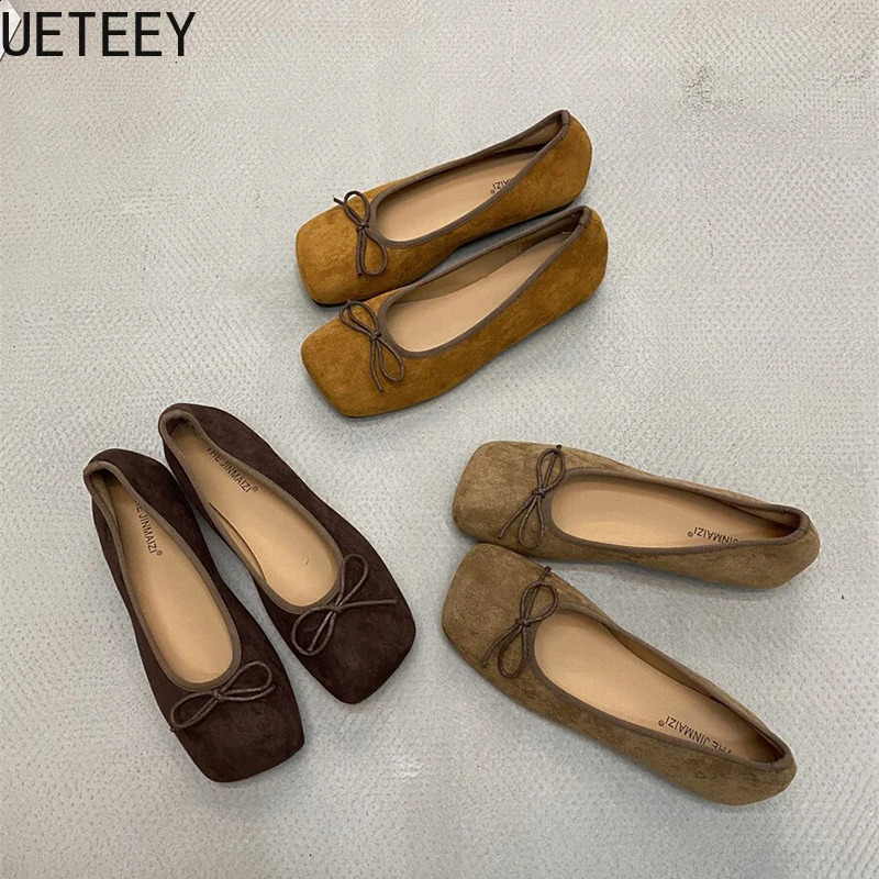 er Spring Square Toe Women Mary Jane Shoes Fashion Butterfly-knot Shoes Concise Soft Sole Dress Street Style Shoes 250206
