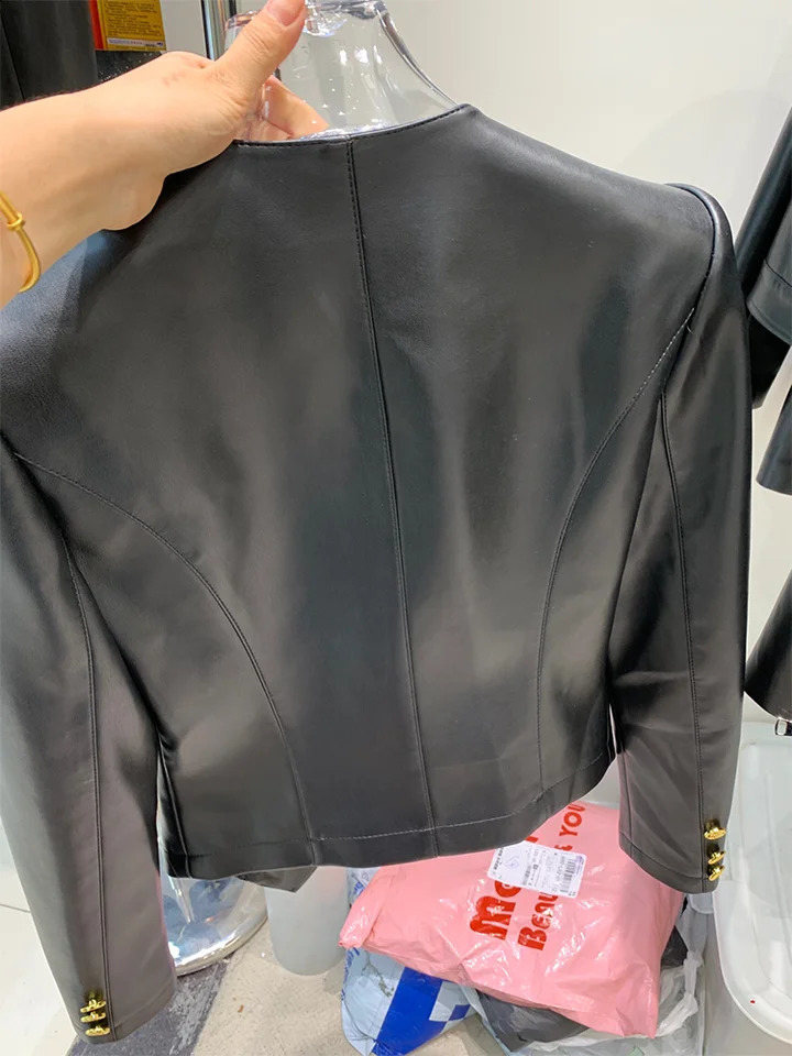 HIGH STREET est ner Jacket Womens Double Breasted Faux Leather Blazer 250120