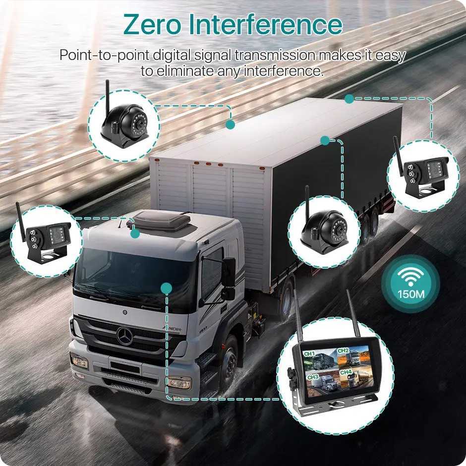 Car DVRs Wireless 7 AHD Digital Touch Screen DVR Record IR Night Vision Reverse Backup Camera 4CH WiFi Monitor For Truck/Trailer/Bus/RV car dvr H25020