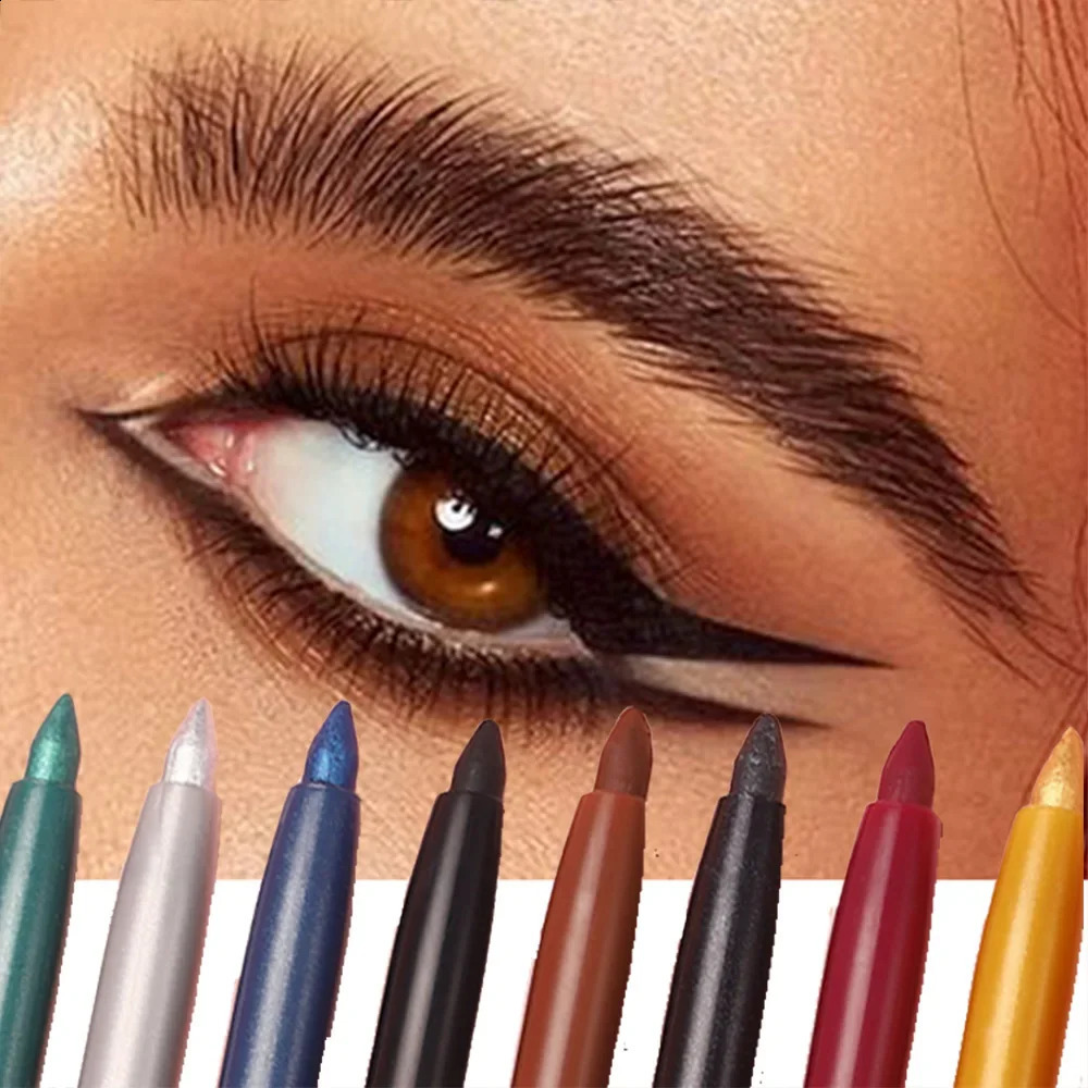 2 in 1 Eye Liner Eye Shadow Pencil Waterproof Lasting 12 Colors Rotating Black Matte Eyeliner Glue Pen Makeup for Eyes Cosmetics 250206