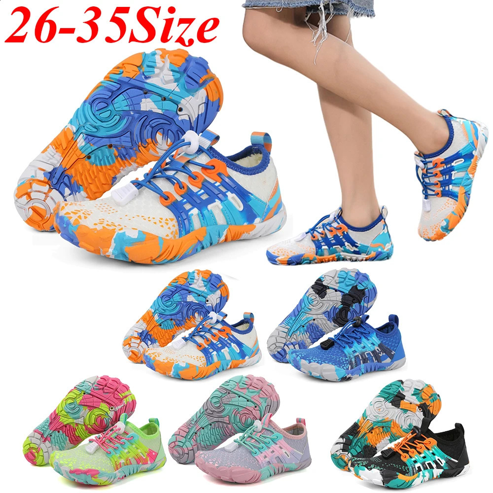 Kids Water Shoes Sea Diving Sneakers Qiuck Drying Upstream Wading Shoes Non-Slip Five Fingers Aqua Shoes Beach Swimming Footwear 250207