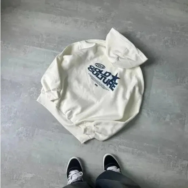 Trend Mens and Womens Pure Cotton Printed Fallow Hoodie Street European American Fashion 250207