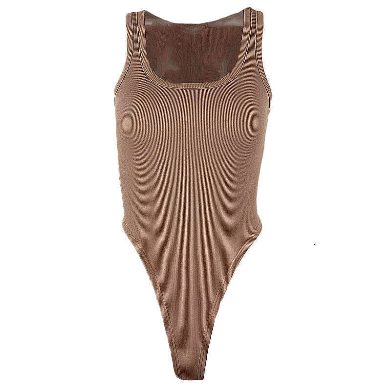 Explosive 2025 European and American Summer Women's Wholesale Solid Color Slimming U Neck Sleeveless Tank Top jumpsuit with Versatile Style, New 