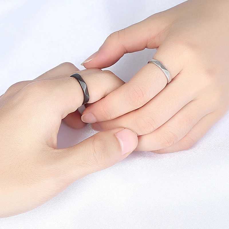 1Pair New Simple Geometric Couple Ring Rhombus Wedding Ring Couple Engagement Jewelry Party Gift W250207
