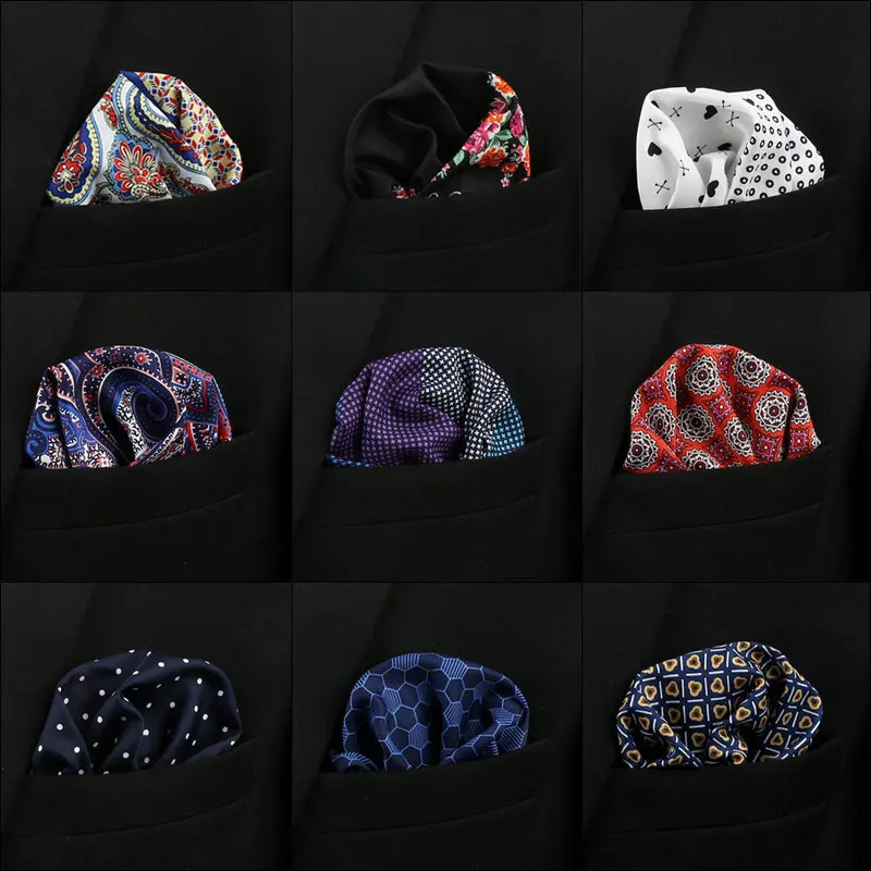 3333cm Anchor Polka Dot Paisley Floral Big Handkerchief Satin Men Hanky Fashion Wedding Party Pocket Square Print Accessory 250114