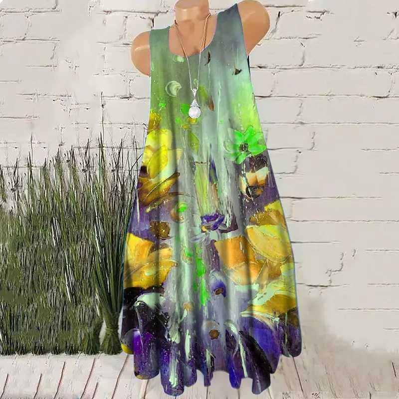 Hand-Painted 3D Print Women Fashion Mini Dresses Sveless Summer Loose Casual Short Dress Oversized Round-Neck Fe DressXJ2500207