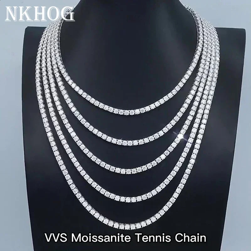 Real Tennis Necklace Bracelet For Women Men 925 Sterling Silver 3/4/5mm Full Diamonds With GRA Hiphop Party Jewelry 250120