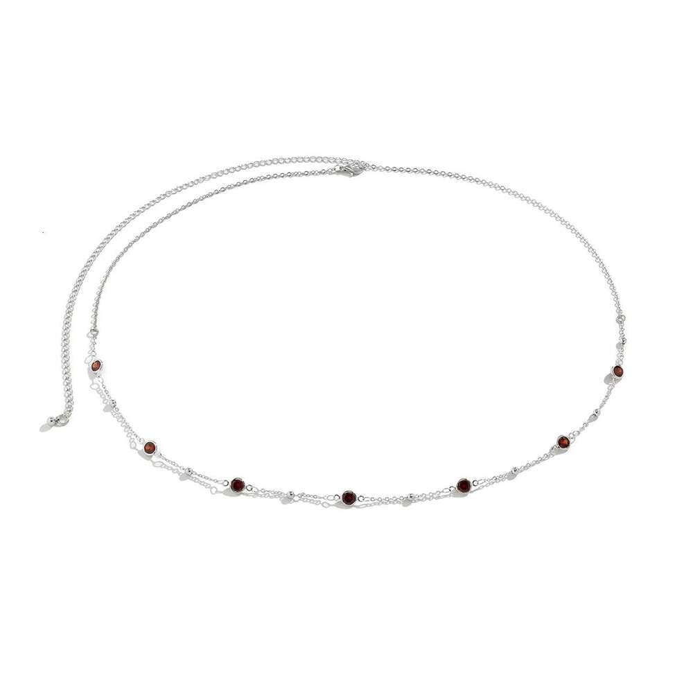 Salircon Minimalism Sier Color Metal Slim Belly Waist Chain Fashion Crystal Glass Summer Women Sexy Bikini Body Jewelry