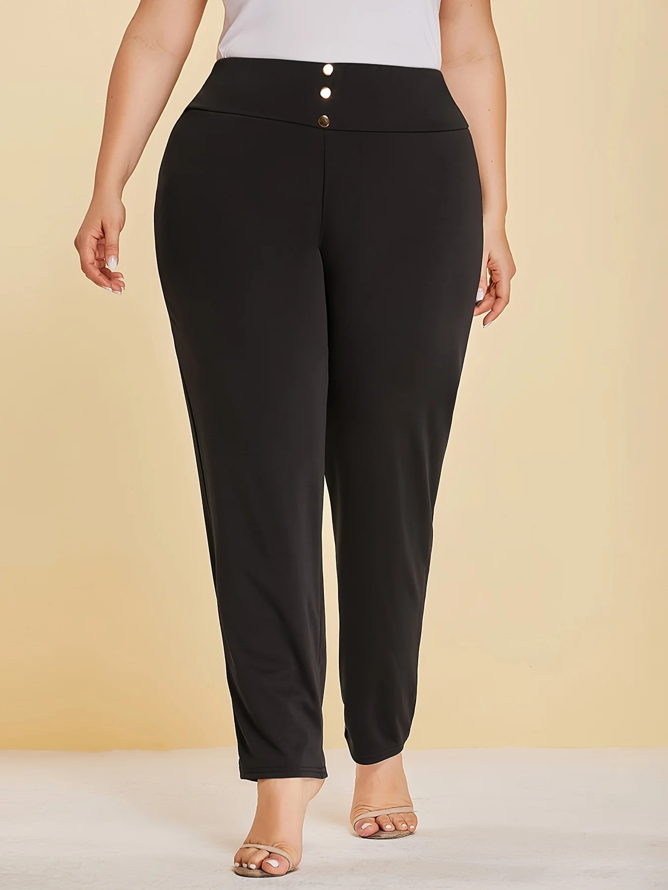 Autumn and winter womens plus size knitted fabric casual models slit straight trousers 250207