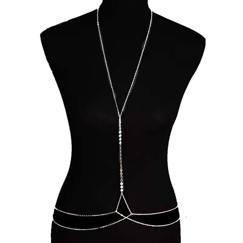 Sexy Chest Bikini Chains Art For Women Sequined Cross Waist Female Body Jewelry Beach Belly Chain