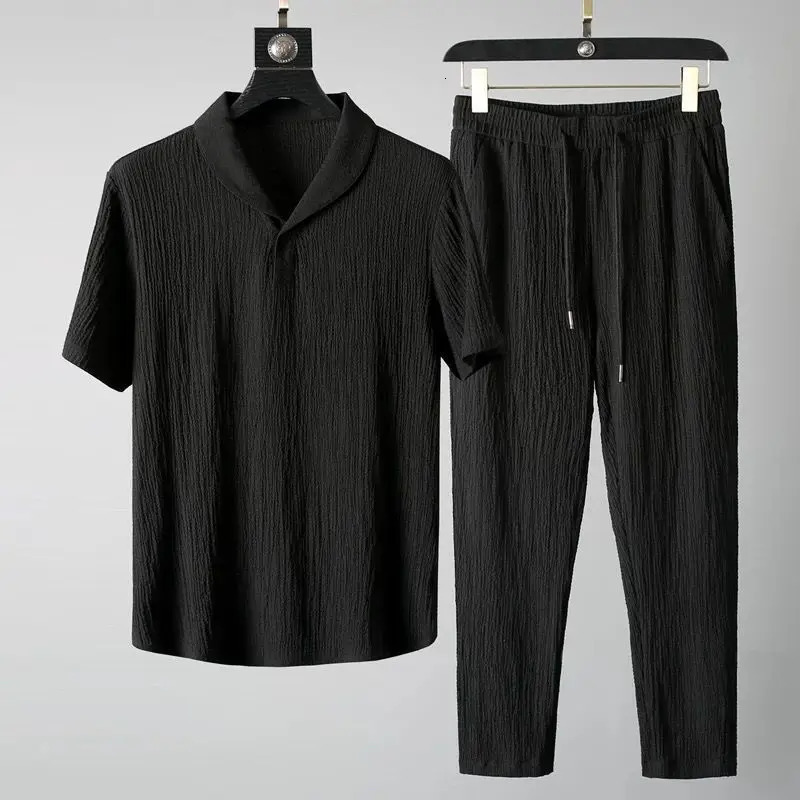 Shirt trousers2024 summer men fashion classic shirt mens business casual shirts A set of clothes size M4XL 250207
