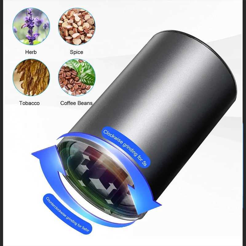 Household USB Tobacco Grinder Mini Electric Herbal Spice Mills Automatic Smoke Grass Crusher Smoking AccessoriesXJ250207