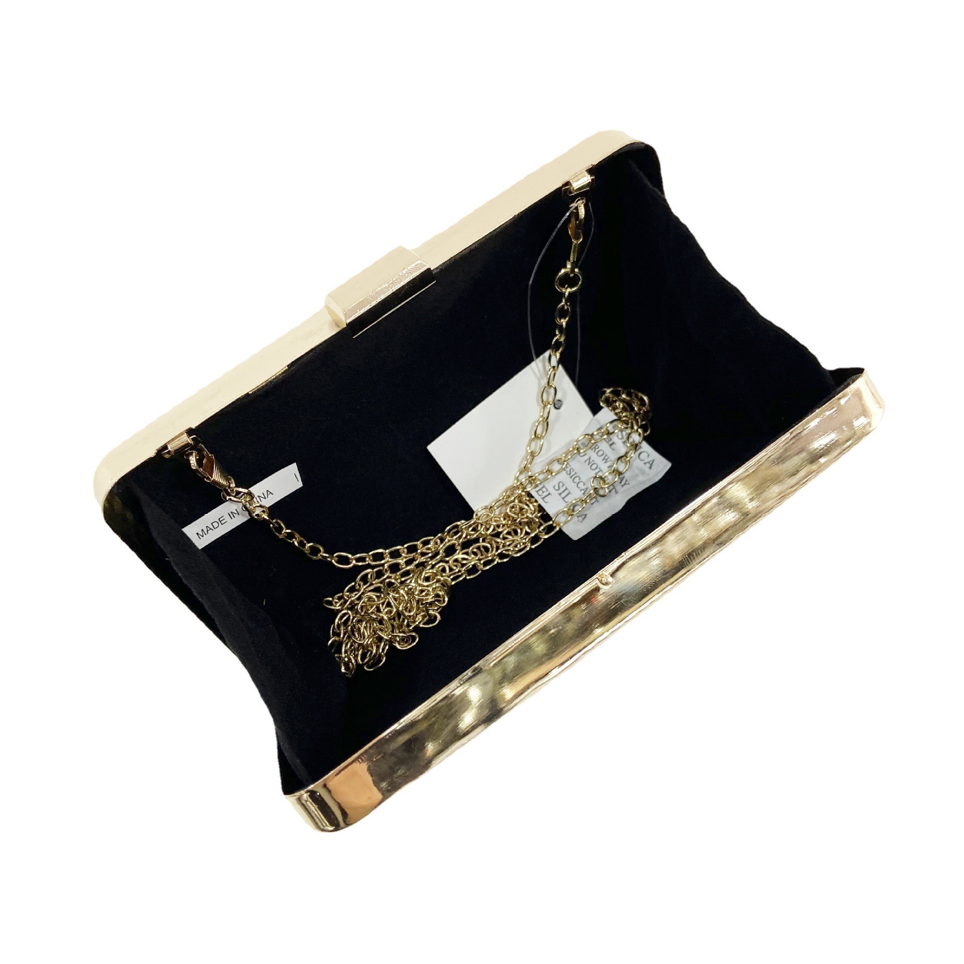 New Solid Color Shell Metal Mini Handheld Banquet Bag Texture Striped Dress Party Handbag