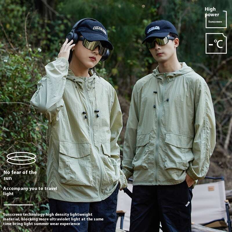 Sunscreen hooded new couple outdoor sports ice silk fishing sunscreen summer breathable skin clothing