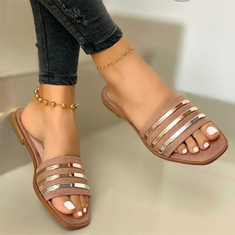 Summer Slippers Women 2025 Outdoor Beach Flip Flops Female Flat Sandals Woman Trend Slides Shoes Plus Size 43 250117