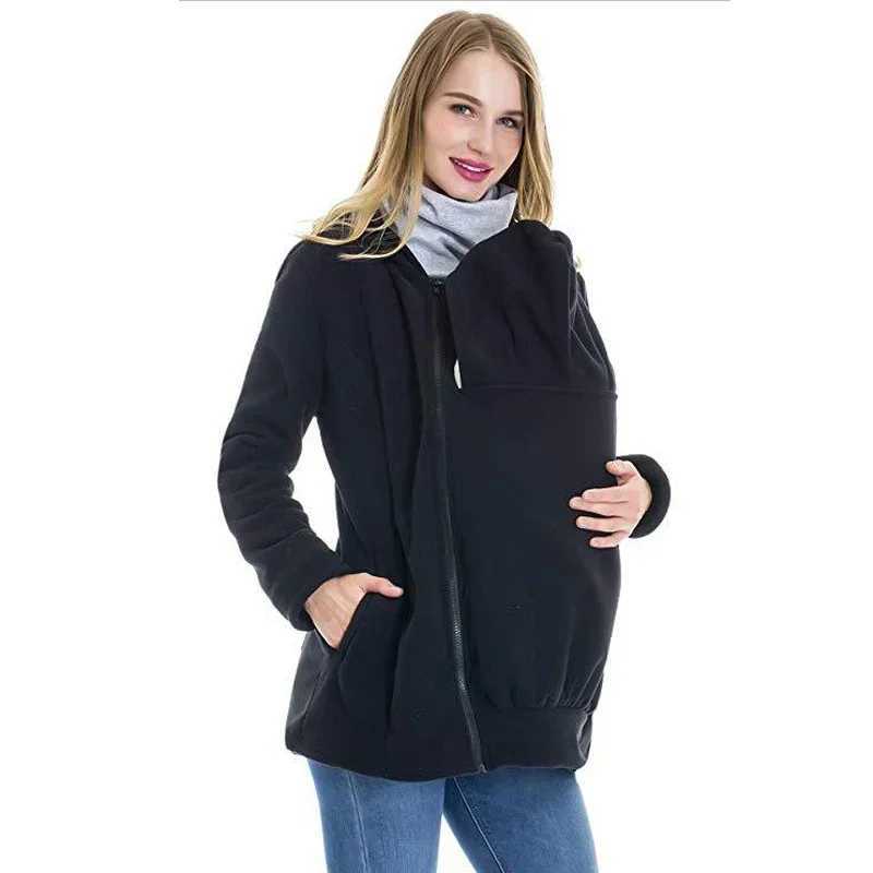Pregnant Kangaroo Mom Hooded Jacket Baby Sweater Detachable Multi functional Postpartum Mom Outdoor Breastfeeding Coat W250207