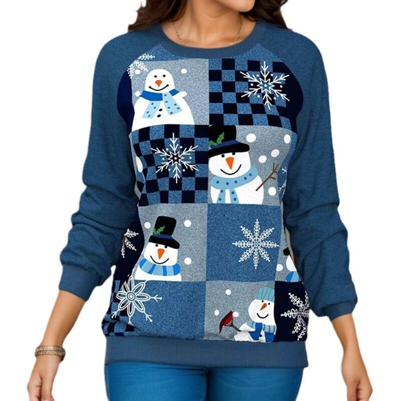 women's hot selg Christmas printed shoulder print t 2024 new casual versatile fashion clothing