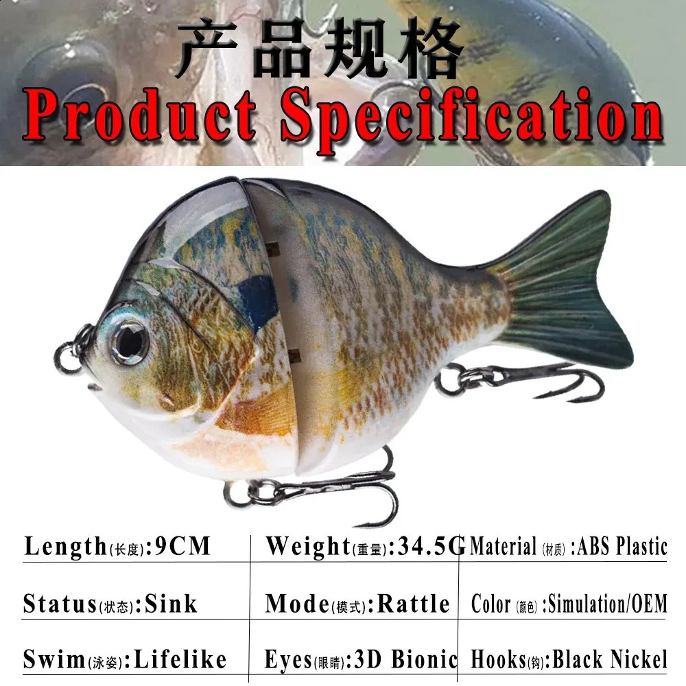 1PCS 9CM 345G Glide Bait Singlejointed Plastic Swimbait Sunfish Fishing Bass Lures 250207