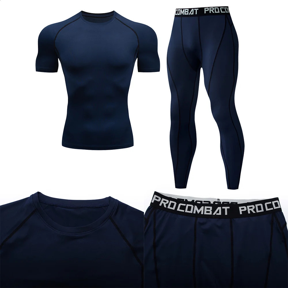 2pcs Mens Compression Sportswear Suit GYM Tight Sports Yoga Sets Workout Jogging MMA Fitness Clothing Tracksuit Pants Sporting 250206