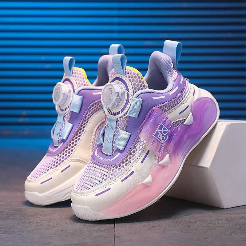 2024 Children Shoes Girls Sneaker Chunky Kids Casual Tennis Sneaker Mesh Platform Purple Girls Sports Shoes W250207
