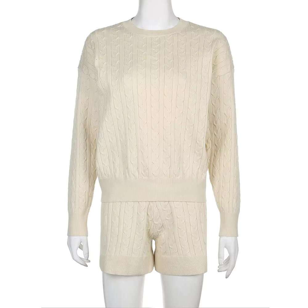 Rockmore 2 Piece Set Women Sweater And Shorts Sets Autumn Winter Y2k Aesthetic Casual Knitted Pullovers Short Pant Suit 2Pcs