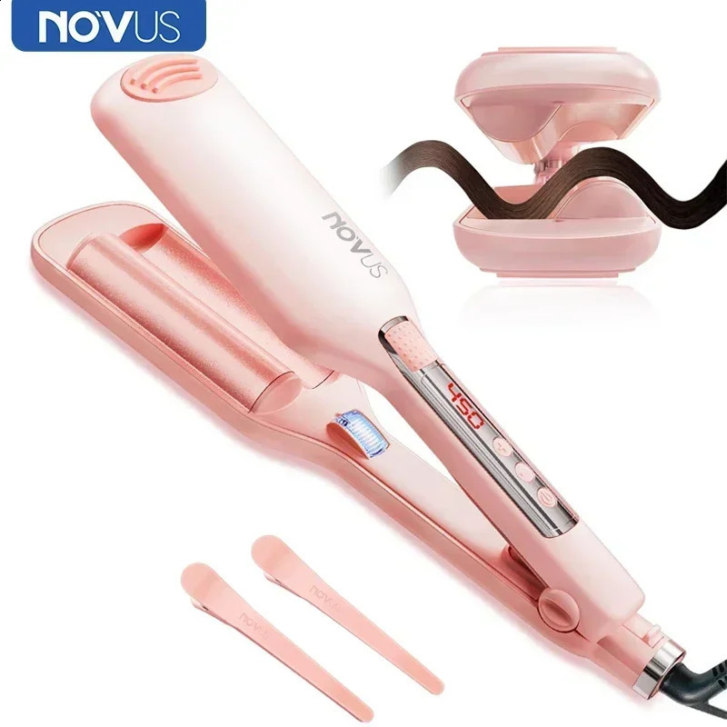 NOVUS 32MM Wavy Hair Curlers French Egg Roll Head Waver Styler 6000w negative ion Fast Heating 60 Min Auto off Curling Iron 250206