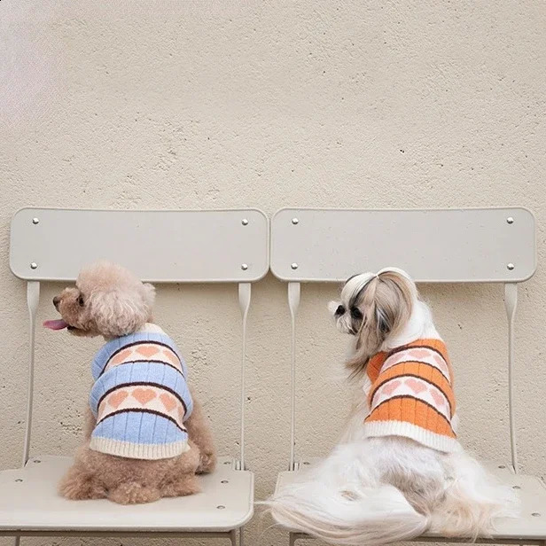Autumn Winter Love Arctic Velvet Sweater Vest Pet Clothes Cats and Dogs Costumes Teddy Bichon Jacket Dog Clothes for Small Dogs 250206