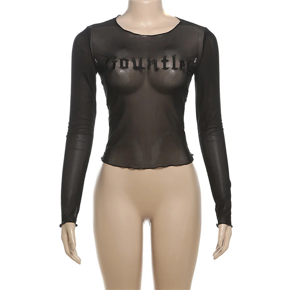 5pcs Bulk Items Wholesale Lots Summer Clothing for Women T Shirt Long Sleeve Mesh Sheer Tshirt Y2k Tops Pullovers M13148_1 250206