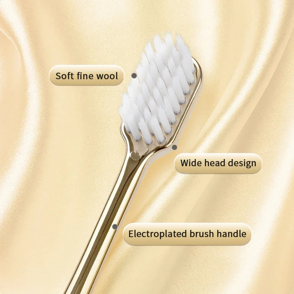 Soft Toothbrush Men Women Adult Tooth Brush Gold Silver Dental Brushes Elegance Gentle Toothbrushes Drop 250206