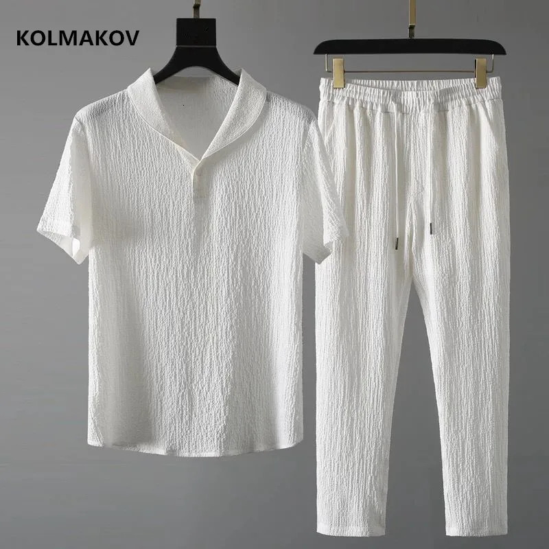 Shirt trousers2024 summer men fashion classic shirt mens business casual shirts A set of clothes size M4XL 250207
