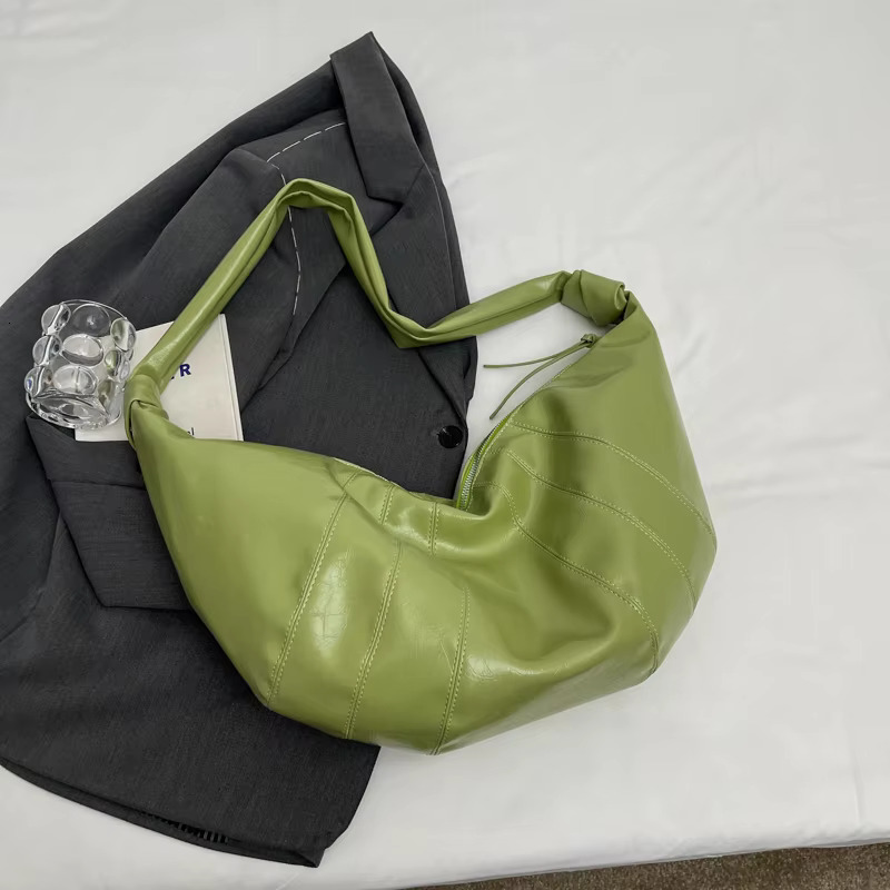 MOODS Crescent Shoulder Bags For Women 2024 Winter New Crossbody Soft PU Leather Large Capacity Shopper Tote Hobo Bag Female PU Casual