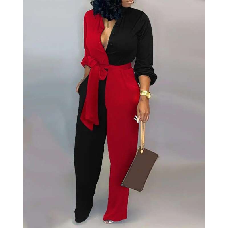Women's loose plus size autumn/winter high waist straight leg jumpsuit European 2024 new casual fashion trend clothing