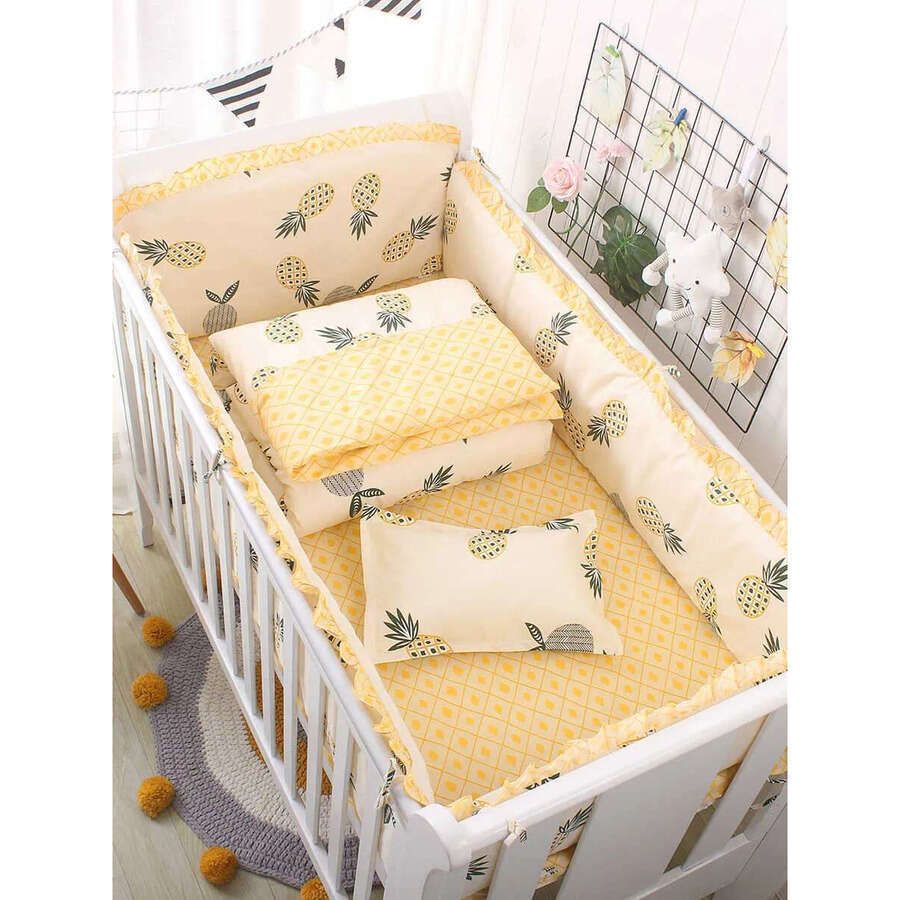 6Pcs/Set Blue Universe Design Crib Bedding Set Cotton Toddler Baby Ens Include Cot Bumpers Sheet Pillowcase