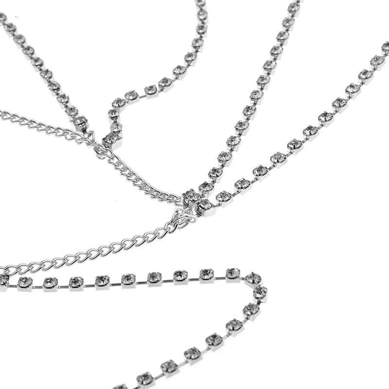 IngeSight.Z Sexy Rhies Leg Thigh for Women Multilayer Shiny Crystal Sier Color Waist Body Chain Beach Jewelry