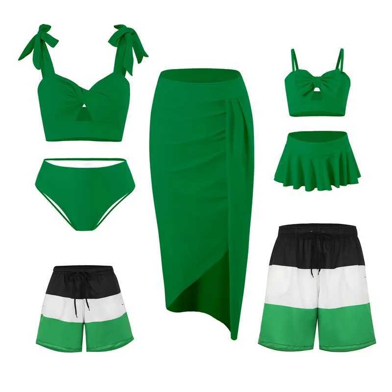 2025 Family Matching Swimwear Bikini Summer Mommy And Me Printed Baby Swimsuit Beach Swim Wear Women Kid Boy Baby Girl Clothes W250207
